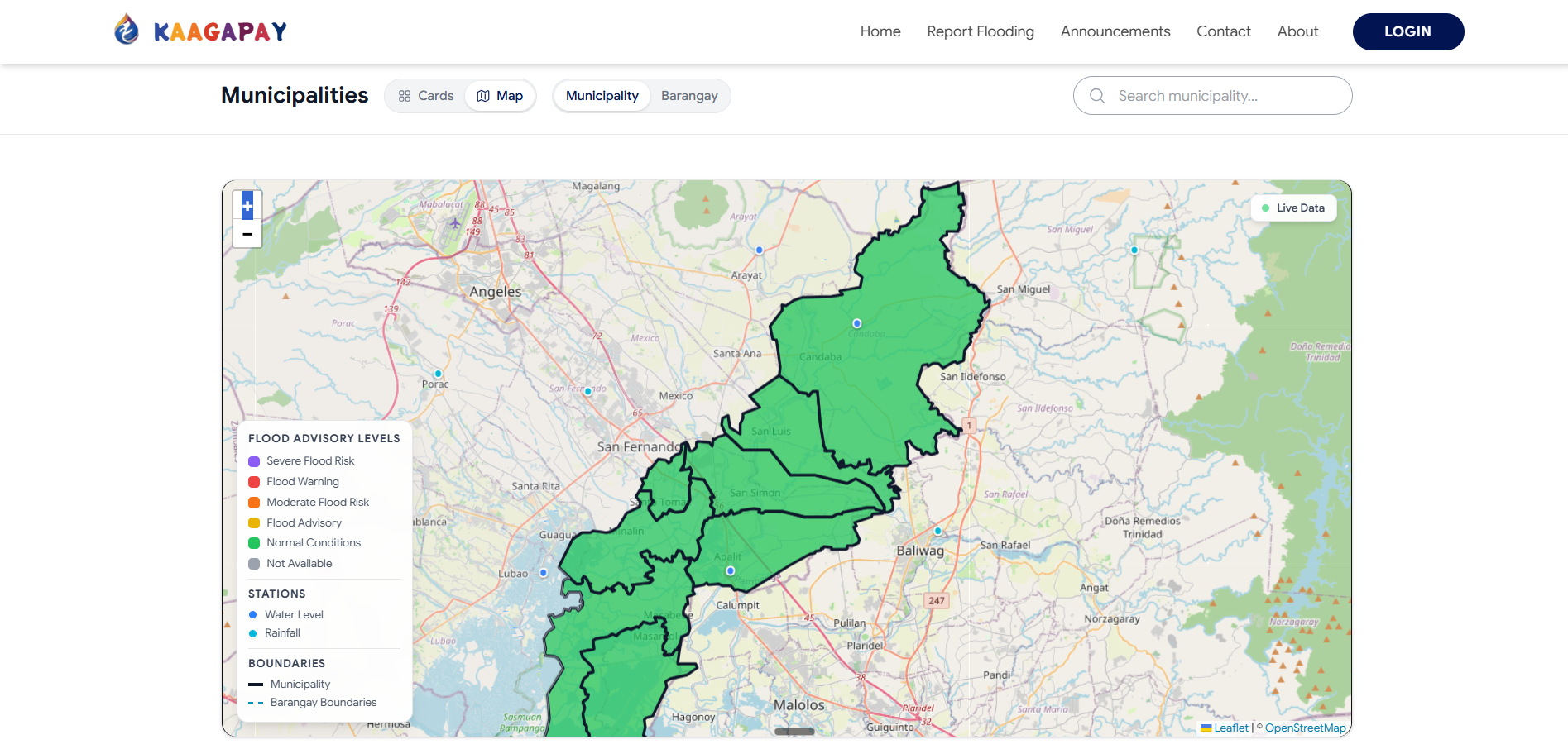 Flood forecasting map interface